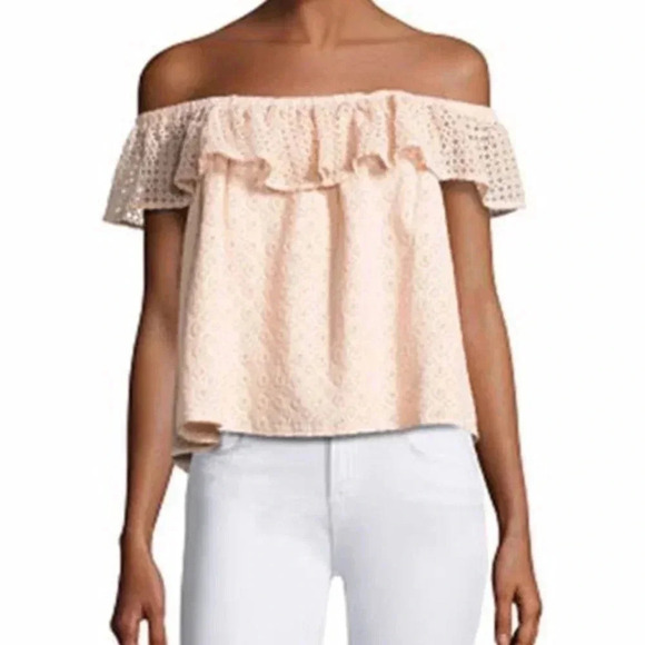 Rebecca Minkoff Coral Ruffles Off Shoulder Blouse light Pink Size Small - Picture 1 of 6